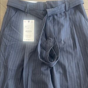 Zara Navy Pinstripe Straight Leg Pants